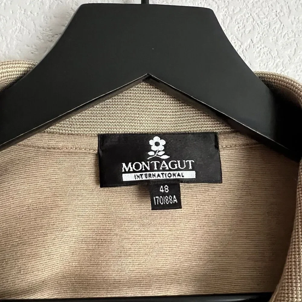 Vintage Montagut Paris Mens Long Sleeve Polo Size 48 Tan